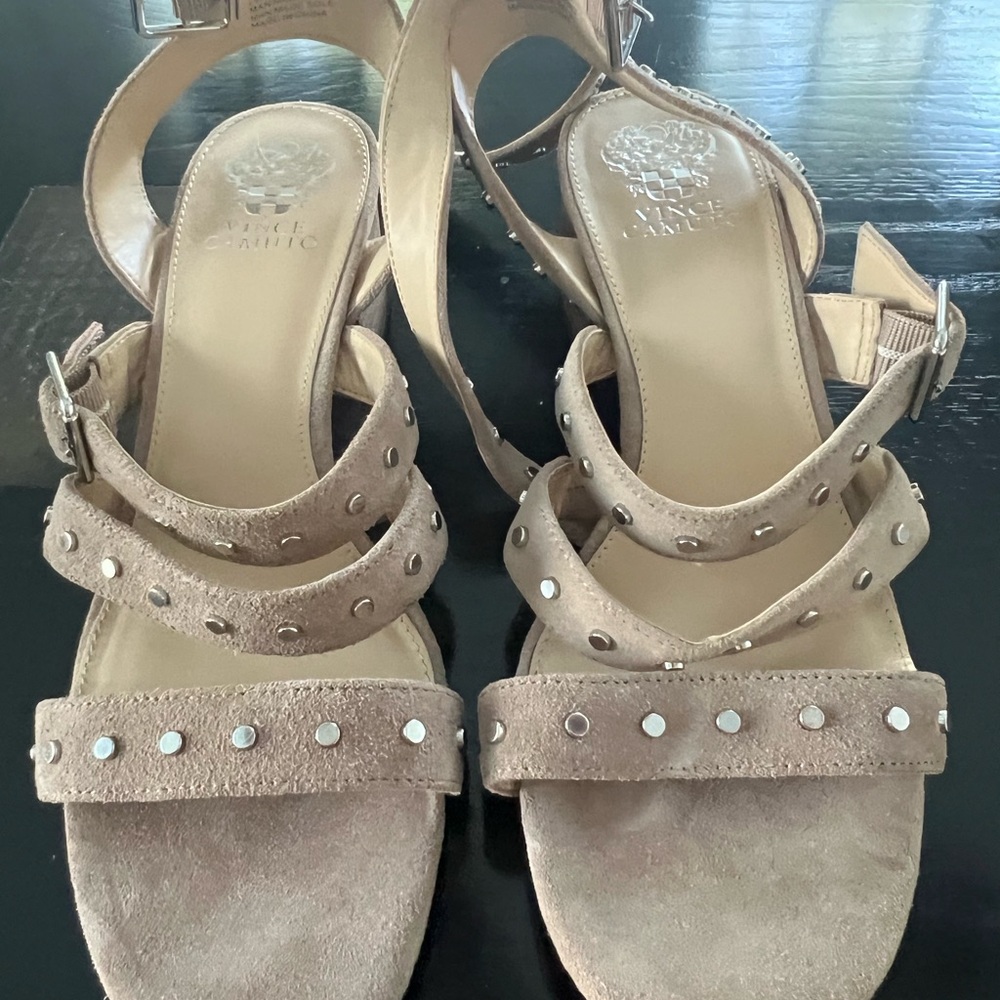 Vince Camuto Beige Studded Sandals